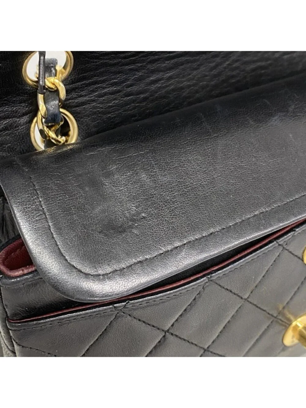 Chanel Shoulder Bag Quilted Lambskin Black Gold